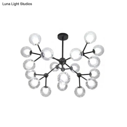 Contemporary Black Chandelier Light Fixture with Clear & Frosted Glass