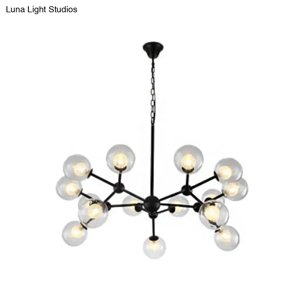 Contemporary Black Chandelier Light Fixture with Clear & Frosted Glass
