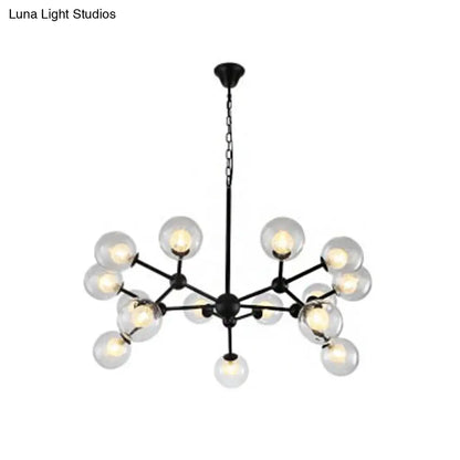 Contemporary Black Chandelier Light Fixture with Clear & Frosted Glass