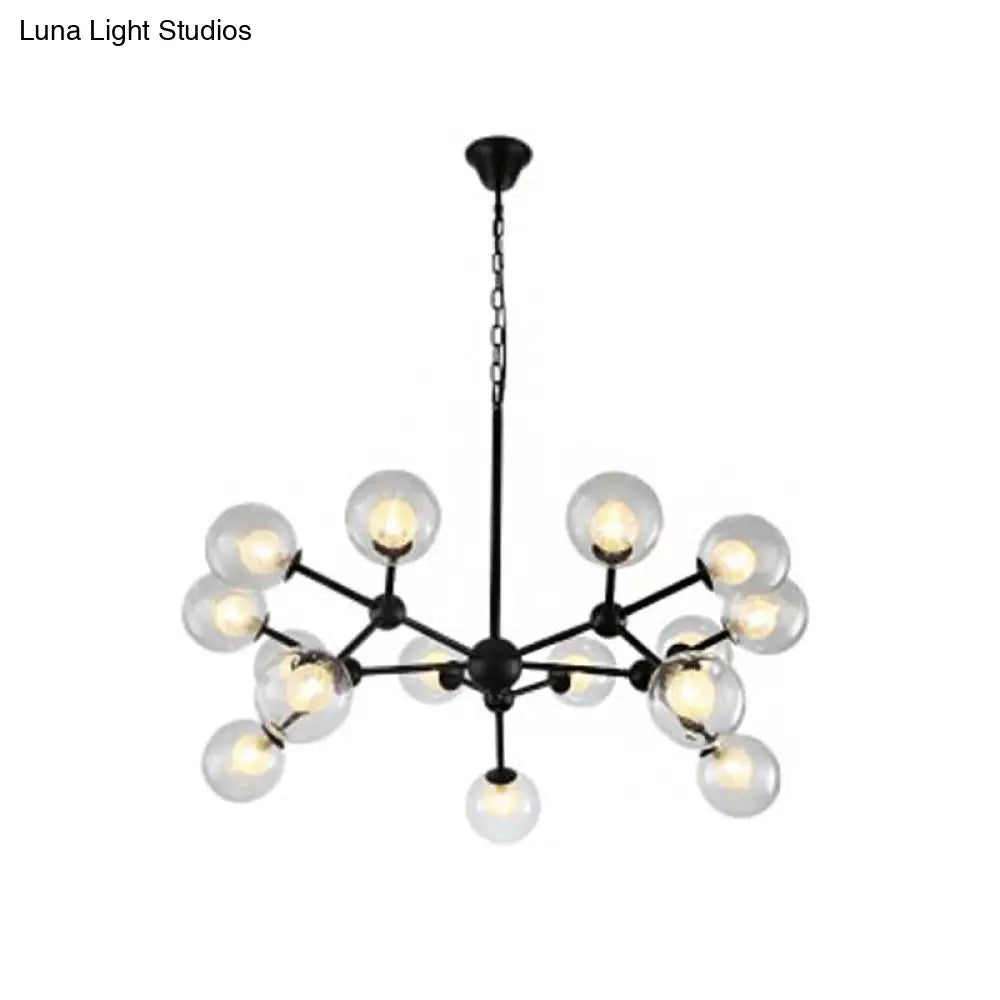 Contemporary Black Chandelier Light Fixture with Clear & Frosted Glass