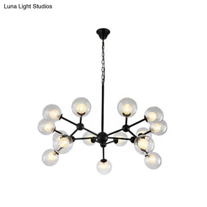 Contemporary Black Chandelier Light Fixture with Clear & Frosted Glass