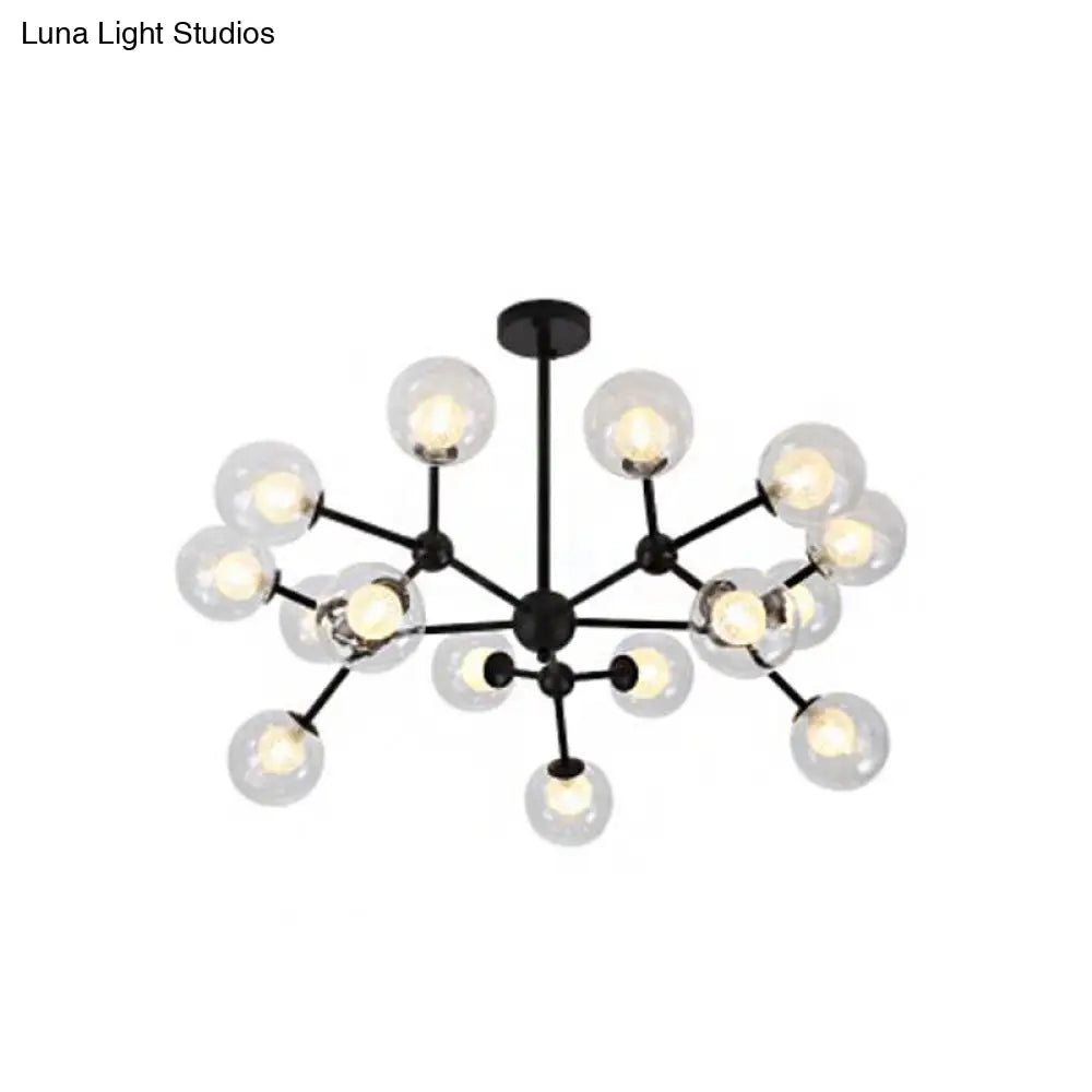 Contemporary Black Chandelier Light Fixture with Clear & Frosted Glass