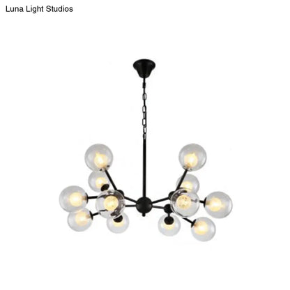 Contemporary Black Chandelier Light Fixture with Clear & Frosted Glass