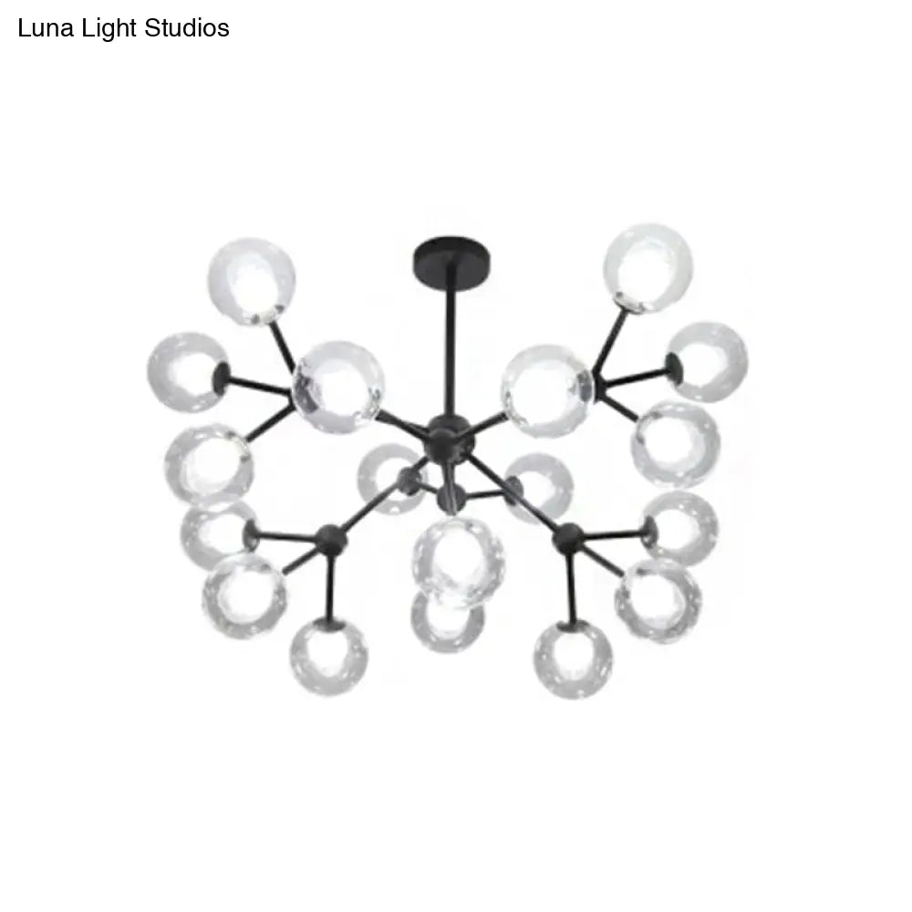 Contemporary Black Chandelier Light Fixture with Clear & Frosted Glass