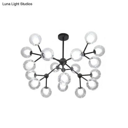 Contemporary Black Chandelier Light Fixture with Clear & Frosted Glass