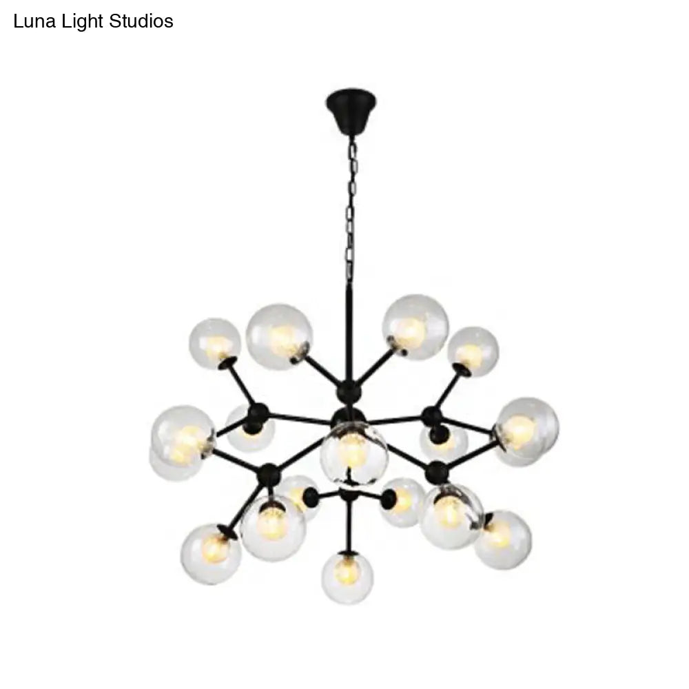Contemporary Black Chandelier Light Fixture with Clear & Frosted Glass