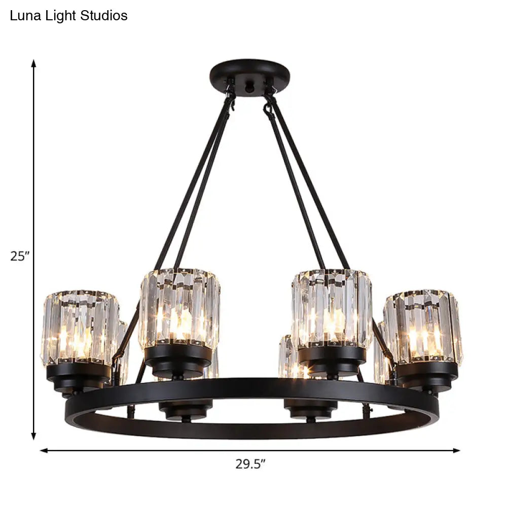 Lámpara de araña contemporánea negra - Lámpara colgante para dormitorio de 3/6/8 luces con pantallas de cristal