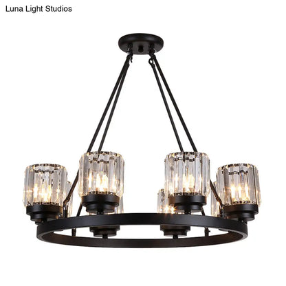 Lámpara de araña contemporánea negra - Lámpara colgante para dormitorio de 3/6/8 luces con pantallas de cristal