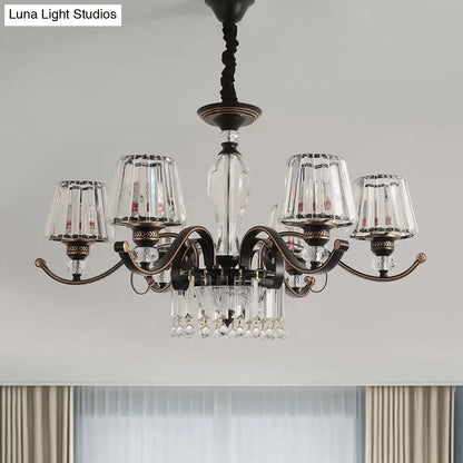 Contemporary Black Conic Crystal Chandelier with 3/6 Down Lighting Heads