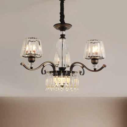 Contemporary Black Conic Crystal Chandelier with 3/6 Down Lighting Heads
