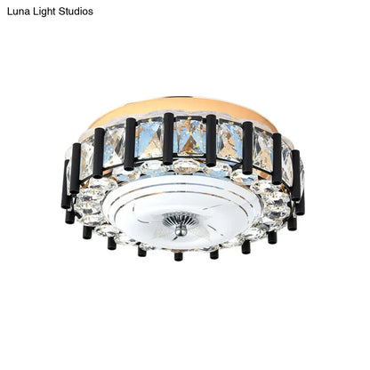 DecorBites™ DecorBites™ Contemporary Black Crystal Block LED Ceiling Flush Light for Corridors