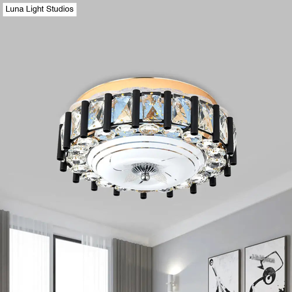 DecorBites™ DecorBites™ Contemporary Black Crystal Block LED Ceiling Flush Light for Corridors