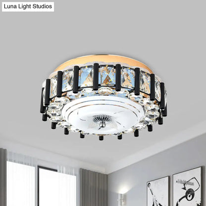 DecorBites™ DecorBites™ Contemporary Black Crystal Block LED Ceiling Flush Light for Corridors