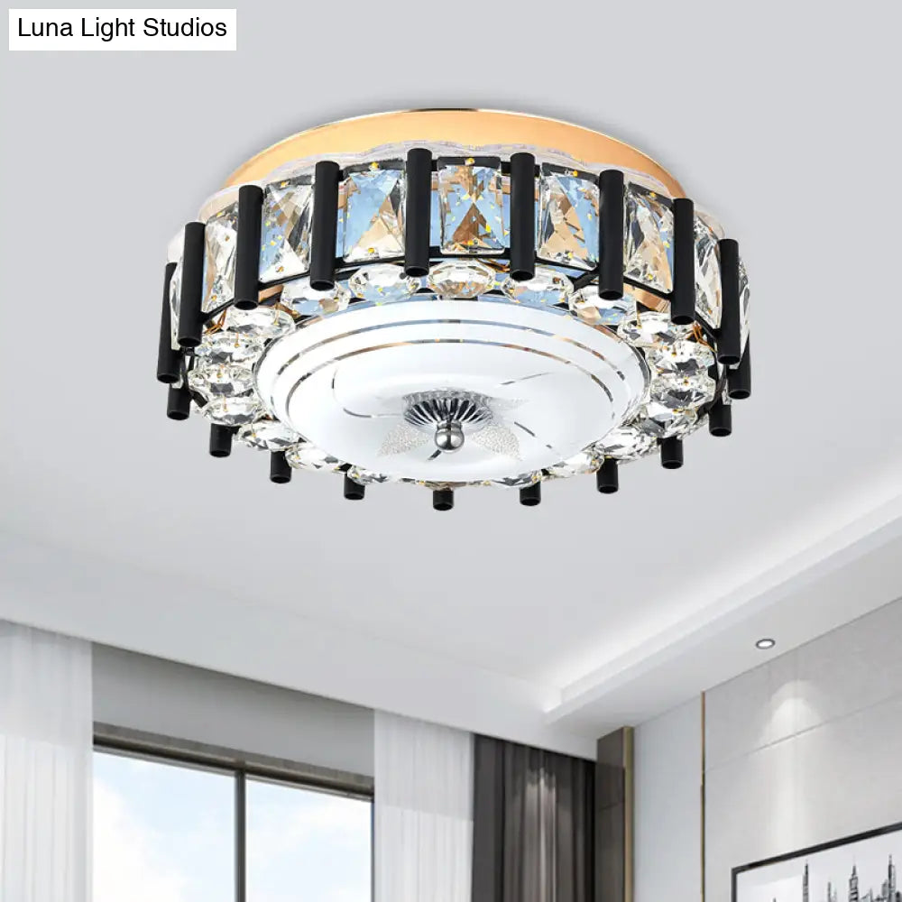DecorBites™ DecorBites™ Contemporary Black Crystal Block LED Ceiling Flush Light for Corridors