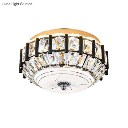 DecorBites™ DecorBites™ Contemporary Black Crystal Block LED Ceiling Flush Light for Corridors