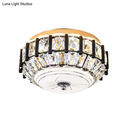 DecorBites™ DecorBites™ Contemporary Black Crystal Block LED Ceiling Flush Light for Corridors