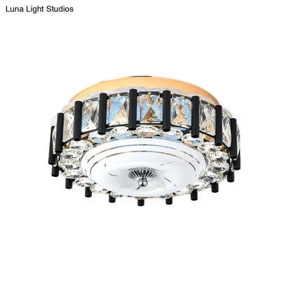 DecorBites™ DecorBites™ Contemporary Black Crystal Block LED Ceiling Flush Light for Corridors