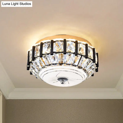 DecorBites™ DecorBites™ Contemporary Black Crystal Block LED Ceiling Flush Light for Corridors