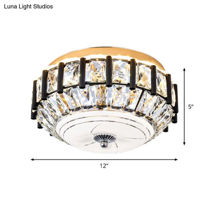 DecorBites™ DecorBites™ Contemporary Black Crystal Block LED Ceiling Flush Light for Corridors