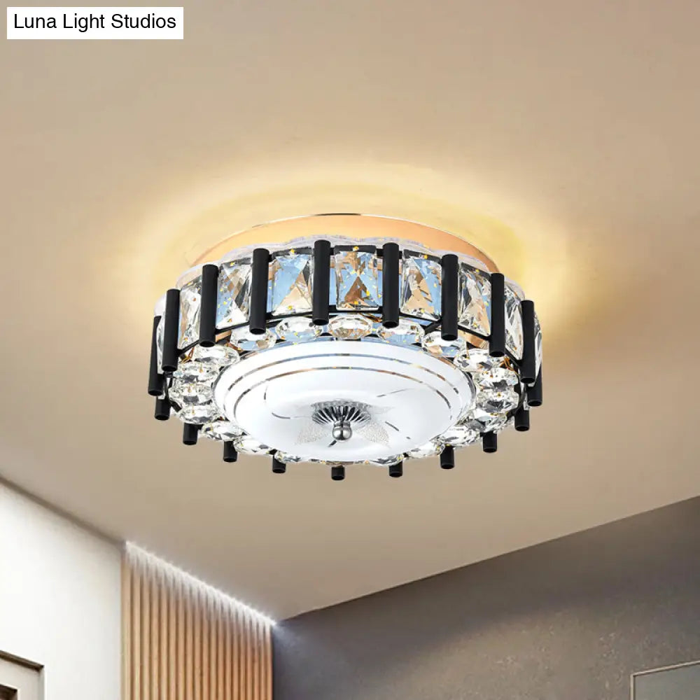 DecorBites™ DecorBites™ Contemporary Black Crystal Block LED Ceiling Flush Light for Corridors