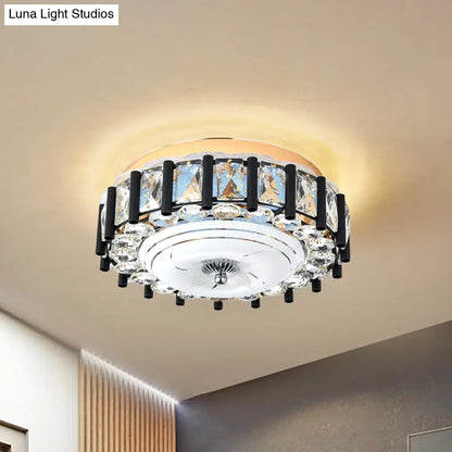 DecorBites™ DecorBites™ Contemporary Black Crystal Block LED Ceiling Flush Light for Corridors