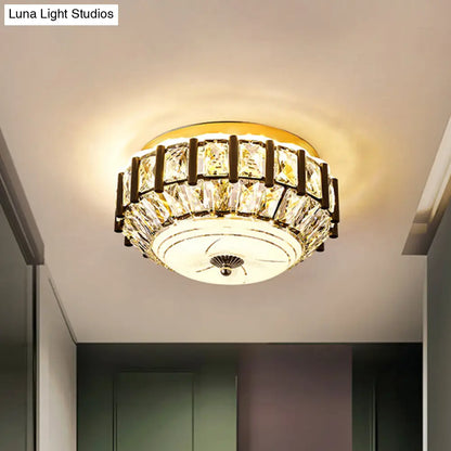 DecorBites™ DecorBites™ Contemporary Black Crystal Block LED Ceiling Flush Light for Corridors