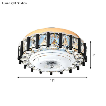 DecorBites™ DecorBites™ Contemporary Black Crystal Block LED Ceiling Flush Light for Corridors