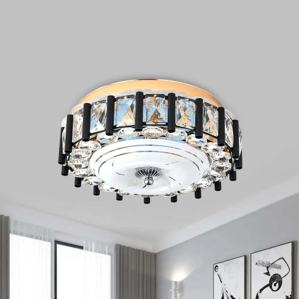 DecorBites™ DecorBites™ Contemporary Black Crystal Block LED Ceiling Flush Light for Corridors