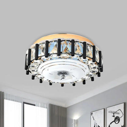 DecorBites™ DecorBites™ Contemporary Black Crystal Block LED Ceiling Flush Light for Corridors
