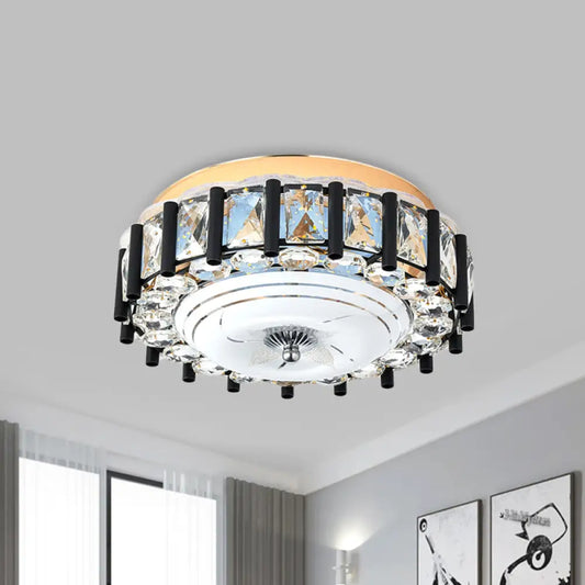 DecorBites™ DecorBites™ Contemporary Black Crystal Block LED Ceiling Flush Light for Corridors
