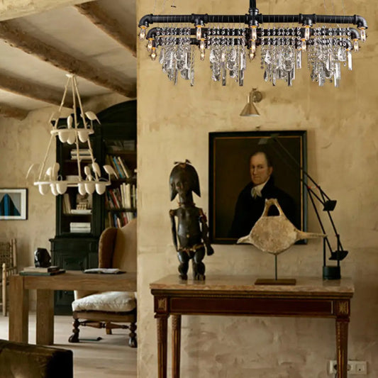 Lámpara de araña contemporánea de cristal negro DecorBites™ para bares y restaurantes - Colgante de 15 luces