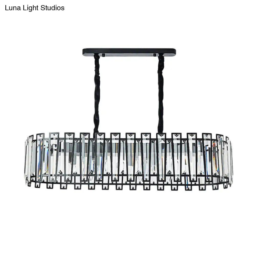 Lámpara colgante DecorBites™ de estilo contemporáneo con prisma de cristal negro y 6 cabezales para iluminación de comedor