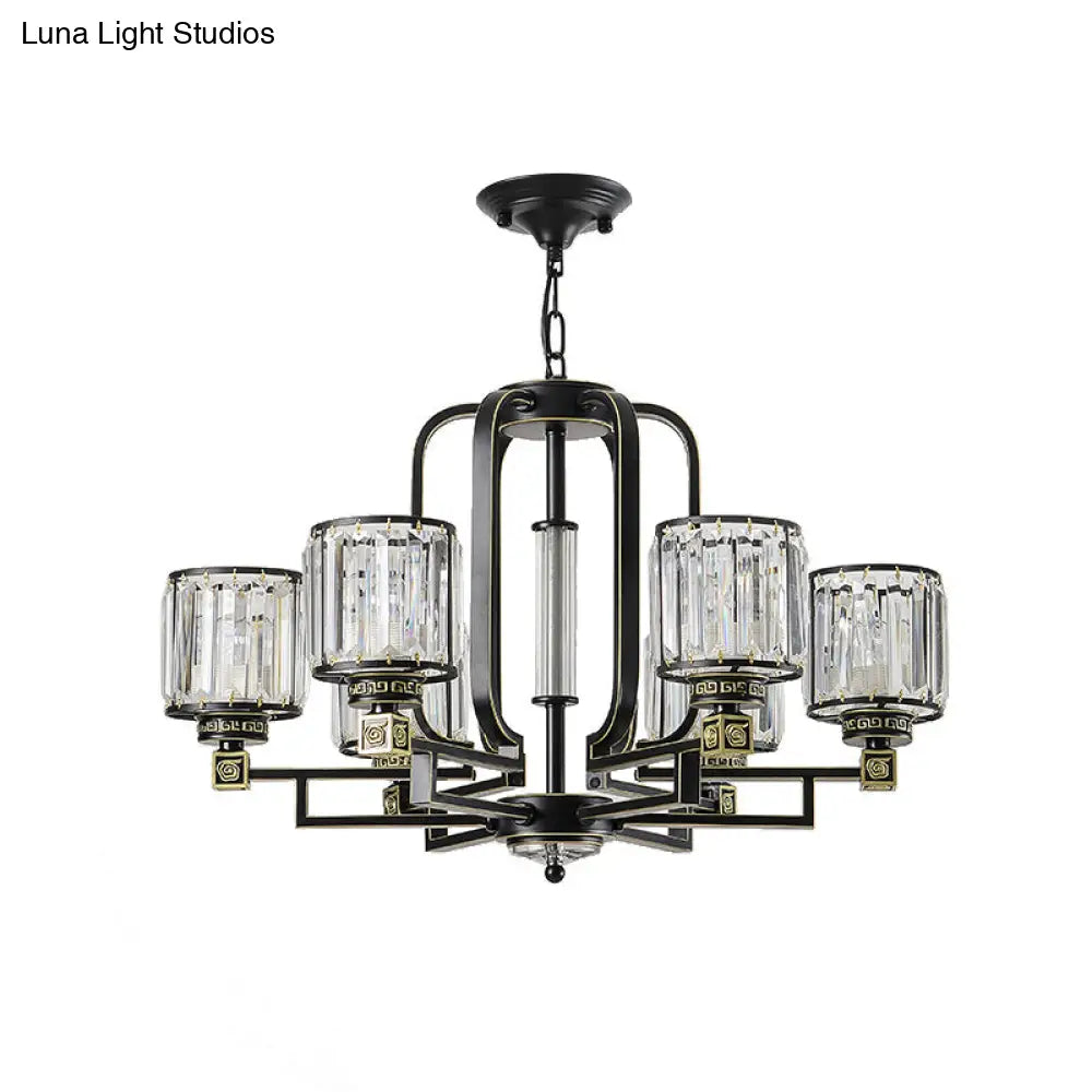 Lámpara de techo colgante cilíndrica de cristal negro contemporánea - 6/8 luces para sala de estar