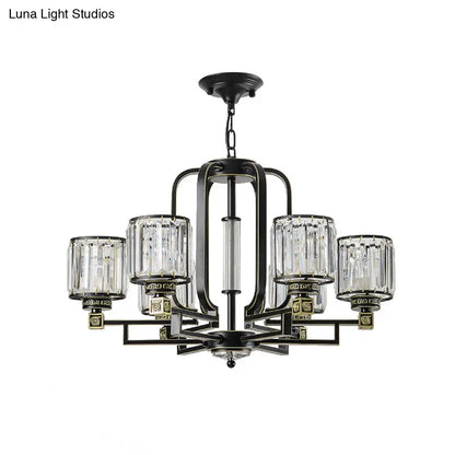 Lámpara de techo colgante cilíndrica de cristal negro contemporánea - 6/8 luces para sala de estar