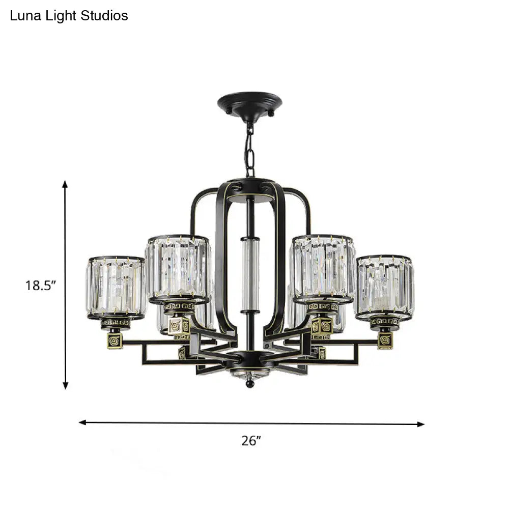 Lámpara de techo colgante cilíndrica de cristal negro contemporánea - 6/8 luces para sala de estar