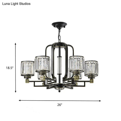 Lámpara de techo colgante cilíndrica de cristal negro contemporánea - 6/8 luces para sala de estar