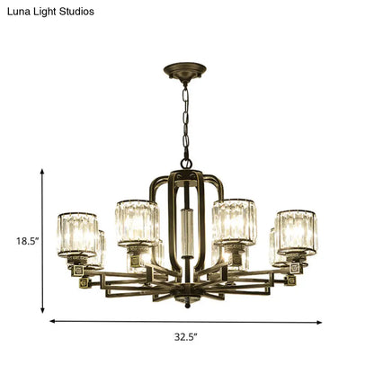 Lámpara de techo colgante cilíndrica de cristal negro contemporánea - 6/8 luces para sala de estar