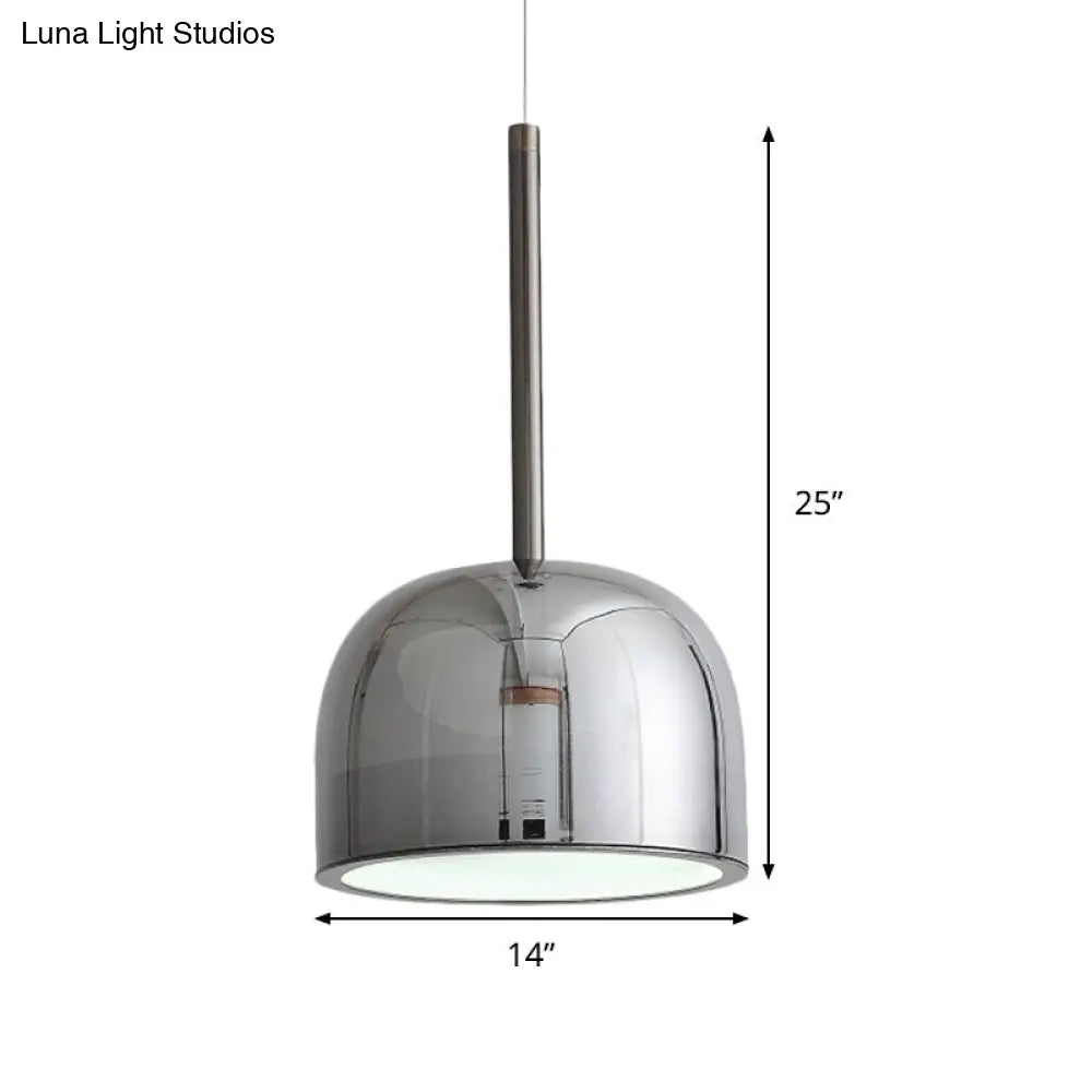 Contemporary Black Dome Pendant Light for Study Room - Metal Hanging Ceiling Fixture