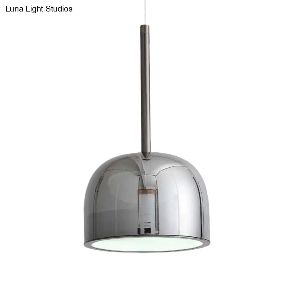 Contemporary Black Dome Pendant Light for Study Room - Metal Hanging Ceiling Fixture