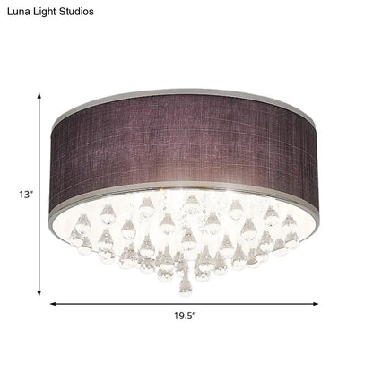 Lámpara colgante DecorBites™ contemporánea negra con forma de tambor y detalle de cristal transparente en forma de lágrima - 6/8 luces, 45,7 cm/49,5 cm de diámetro