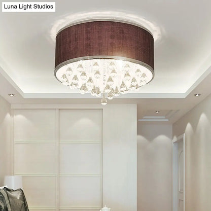 Lámpara colgante DecorBites™ contemporánea negra con forma de tambor y detalle de cristal transparente en forma de lágrima - 6/8 luces, 45,7 cm/49,5 cm de diámetro