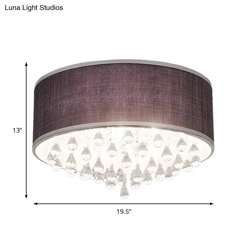 Lámpara colgante DecorBites™ contemporánea negra con forma de tambor y detalle de cristal transparente en forma de lágrima - 6/8 luces, 45,7 cm/49,5 cm de diámetro