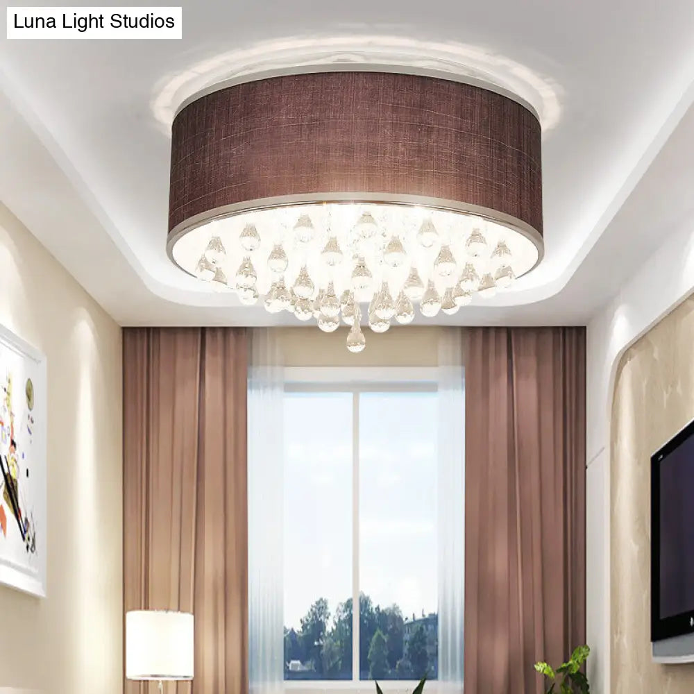 Lámpara colgante DecorBites™ contemporánea negra con forma de tambor y detalle de cristal transparente en forma de lágrima - 6/8 luces, 45,7 cm/49,5 cm de diámetro