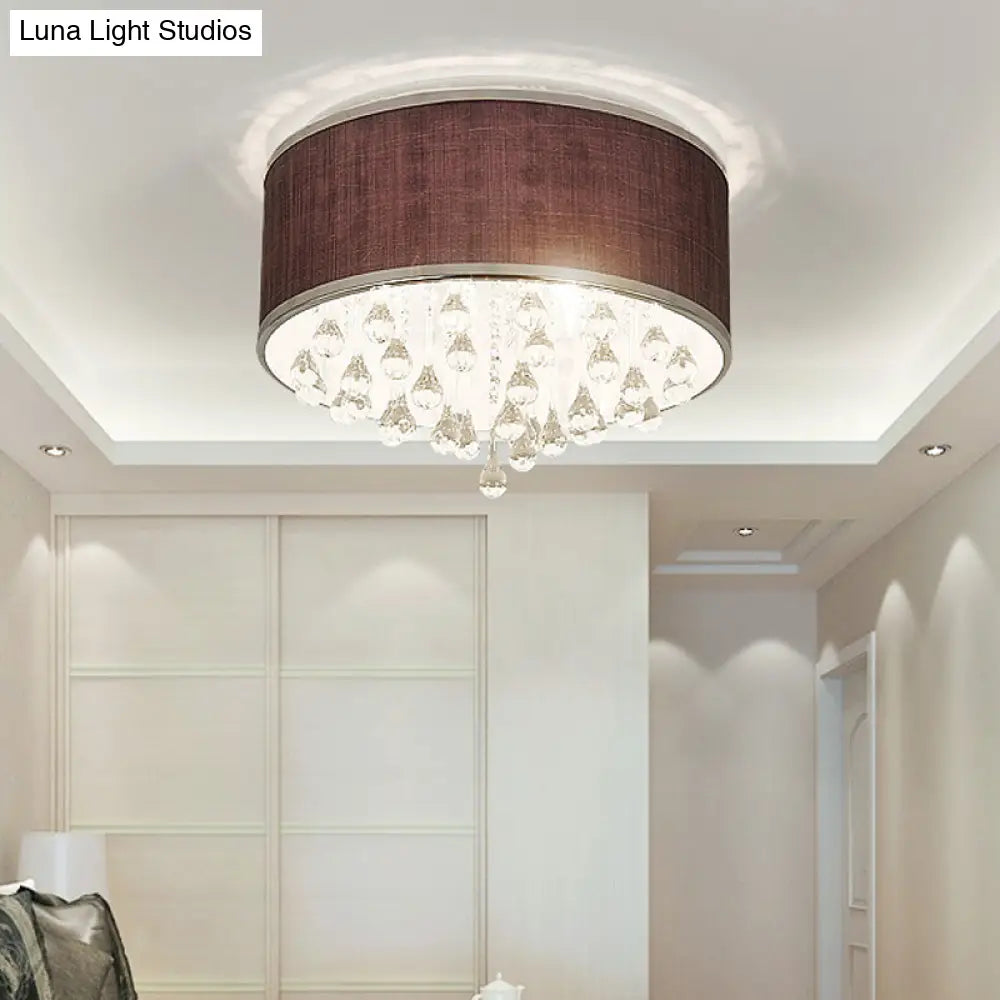 Lámpara colgante DecorBites™ contemporánea negra con forma de tambor y detalle de cristal transparente en forma de lágrima - 6/8 luces, 45,7 cm/49,5 cm de diámetro