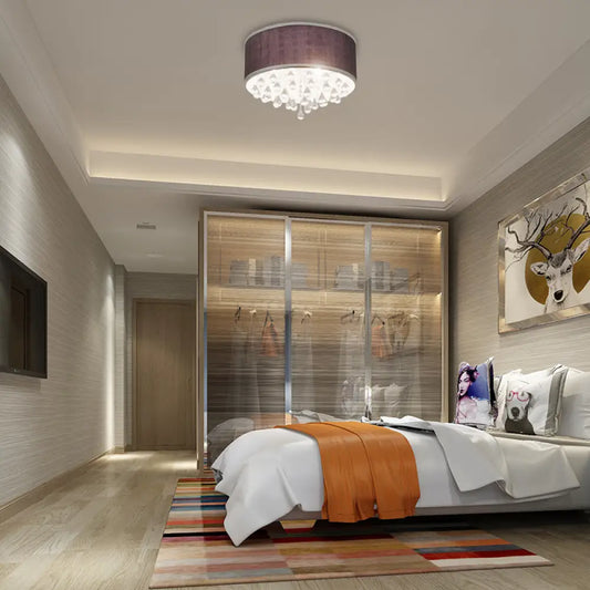 Lámpara colgante DecorBites™ contemporánea negra con forma de tambor y detalle de cristal transparente en forma de lágrima - 6/8 luces, 45,7 cm/49,5 cm de diámetro