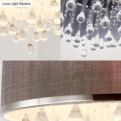 Lámpara colgante DecorBites™ contemporánea negra con forma de tambor y detalle de cristal transparente en forma de lágrima - 6/8 luces, 45,7 cm/49,5 cm de diámetro