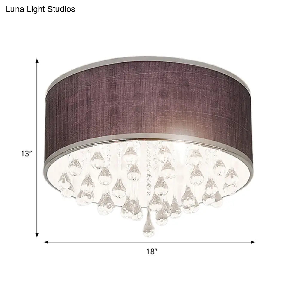 Lámpara colgante DecorBites™ contemporánea negra con forma de tambor y detalle de cristal transparente en forma de lágrima - 6/8 luces, 45,7 cm/49,5 cm de diámetro