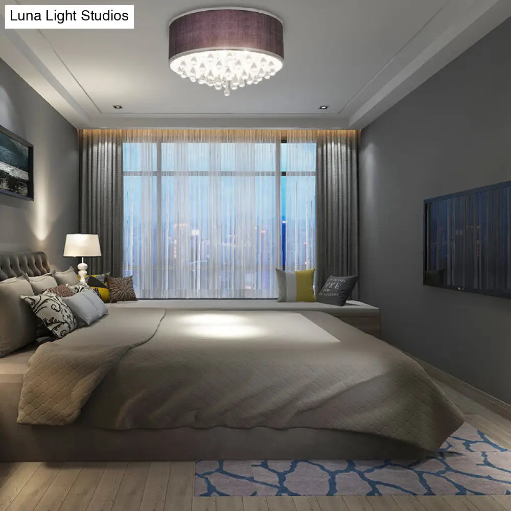 Lámpara colgante DecorBites™ contemporánea negra con forma de tambor y detalle de cristal transparente en forma de lágrima - 6/8 luces, 45,7 cm/49,5 cm de diámetro