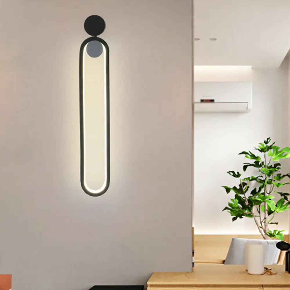 Aplique de pared LED elíptico negro contemporáneo DecorBites™ para estudio - Diseño metálico