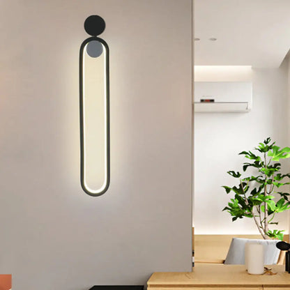 Aplique de pared LED elíptico negro contemporáneo DecorBites™ para estudio - Diseño metálico